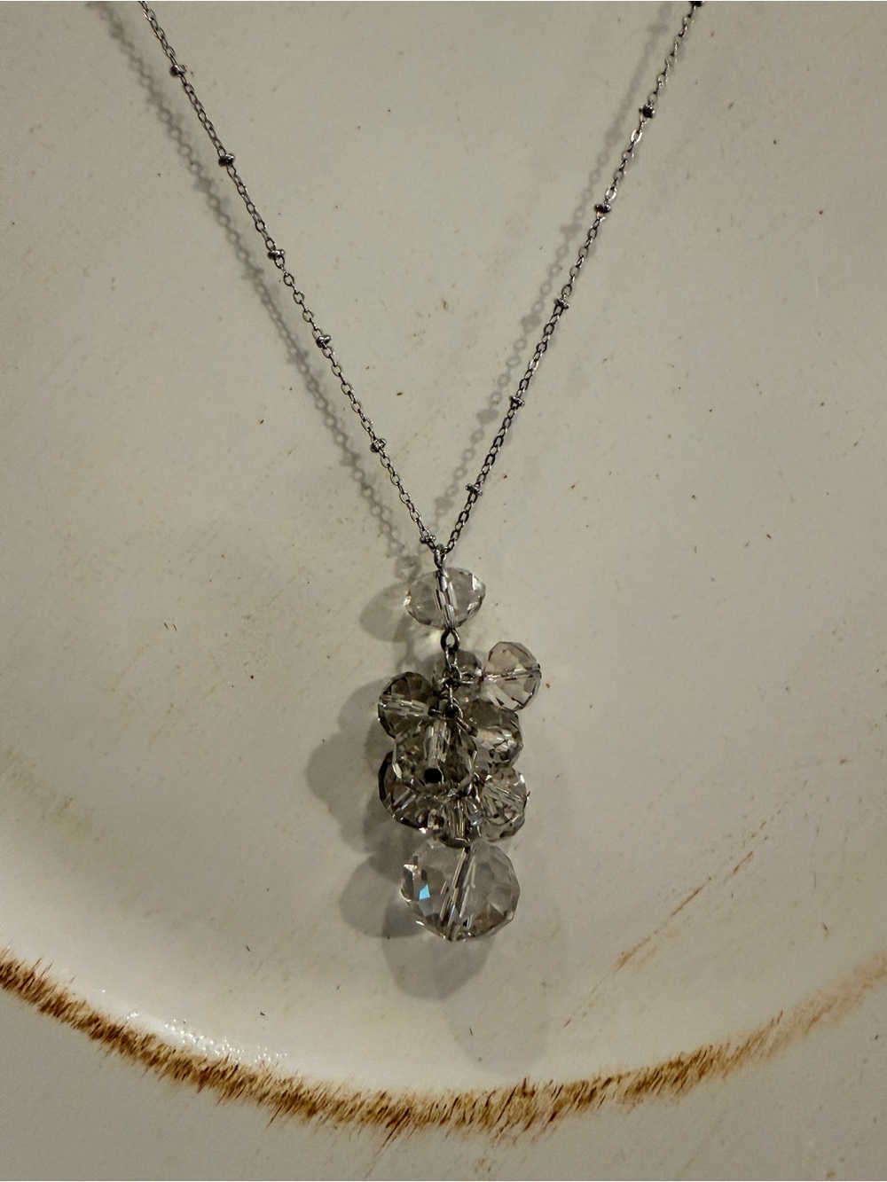 The Limited - Clear Crystal Cluster Pendant Necklace on Silver Chain